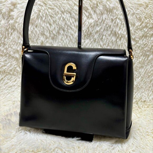 GUCCI Turnkey Vintage Handbag BLACK - Picture 1 of 10